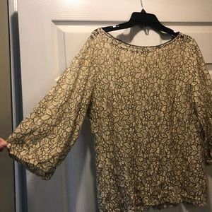 Loft blouse-cream and black lace